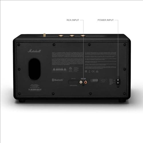 Marshall Stanmore III Bluetooth Home Speaker - Loud Stereo Sound with Bass and Treble Controls | Plug-in Powered | Record Player Compatible | RCA and 3.5 mm Aux Inputs - Black 8