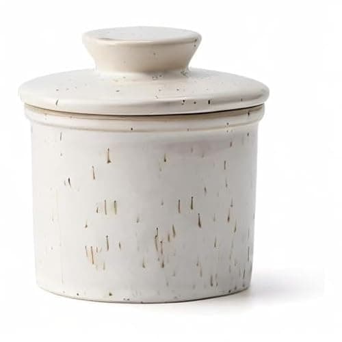XELA Ceramic Butter Crock, The Original Reactive Glaze Speckled White, Butter Dish with Water Line for Spreadable Fresh Butter & Gift for Women - Speckled White 7