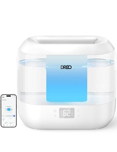 Dreo Smart Humidifiers for Bedroom, Top Fill 4L Supersized Humidifier Large Room with 28 dB, 36H Runtime, Touch/APP/Voice Control, Nightlight, Cool Mist Humidifiers for Baby, Plants, Indoor, White