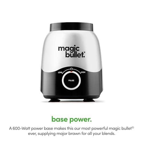 Magic Bullet® Combo Blender, 600W, 48oz Pitcher, 16oz Cup with To-Go Lid, Easy Cleaning, Cross Blade, for Smoothies, Sauces, Shakes, Salsa, Hot Blends, Silver, MBF50200 6