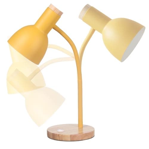 LRXJHHTY Table Lamp,Wooden Adjustable Desk Lamp,Dorm Lamp&Bedside Lamp for Living Room, Bedroom, Kids Room (Yellow) 5