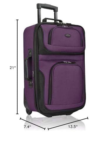 U.S. Traveler Rio Lightweight Softside Rolling Carry-on Suitcase, 2-Wheel Single, Purple 8