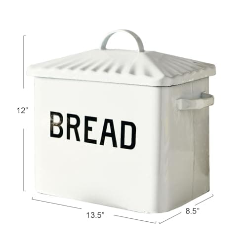 Creative Co-Op Distressed White Bread Box with Lid 6