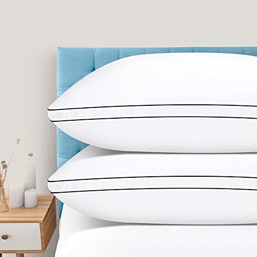 DolceLuna Pillows King Size Set of 2, Bed Pillow 2 Pack for Side & Back Sleepers, Hotel Quality Down Alternative Gusseted King Pillow for Sleeping, Soft and Supportive, White