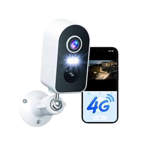 KKB 4G LTE Cellular Security Camera Built-in SIM Card, No WiFi Security Cameras Indoor with PIR Motion Detection, 2K Wireless Outdoor Battery Camera Without Internet, Color Night Vision, 2-Way Audio