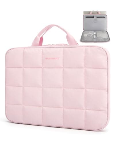 BAGSMART Laptop Case with Handle, Puffy Laptop Sleeve Bag for Women, MacBook Case for Dell, HP, Lenovo, MacBook Air/Pro, 13-14 inch, Pink