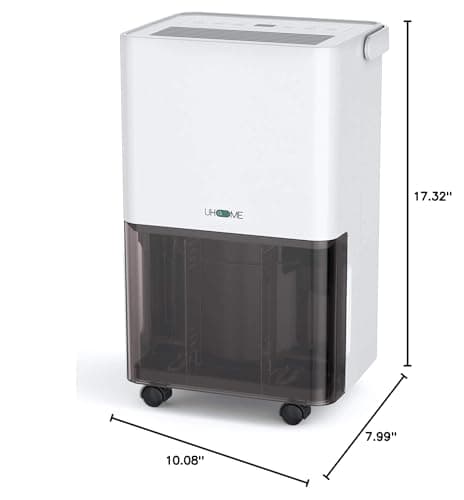 Uhome 30 Pint Dehumidifier - for Basement with Activated Carbon Filter,Ultra Quiet, Humidity Sensor, Auto Shut Off, Continuous Drainage Hose - Ideal Dehumidifiers for Home, 1500 Sq Ft Dehumidifiers 10