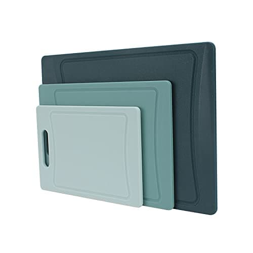 COOK WITH COLOR Non-Slip Cutting Board Set – Kitchen Essentials with Easy Grip Handle for Meat, Veggies, and Fruits, 3 Cutting Boards, Teal 8