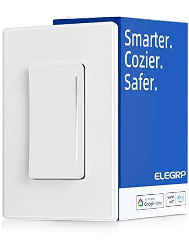 ELEGRP Smart Dimmer Light Switch DTR10, Single Pole Setup, 2.4GHz Wi-Fi Touch Dimmer Compatible with Alexa/Google Assistant, Needs Neutral Wire, No Hub Required, UL Listed, Matte White, 1 Pack