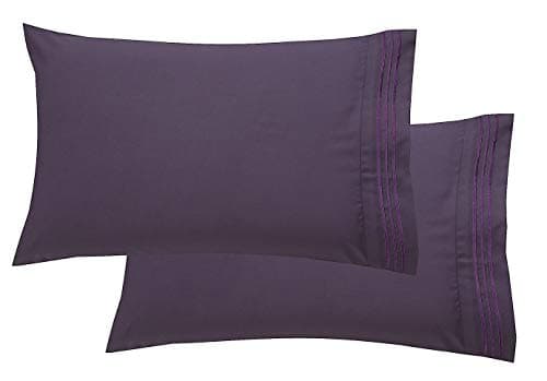 Elegant Comfort Luxury Ultra-Soft 2-Piece Pillowcase Set - 1500 Premium Hotel Quality Microfiber Double Brushed - Wrinkle Resistant, Standard/Queen, Purple