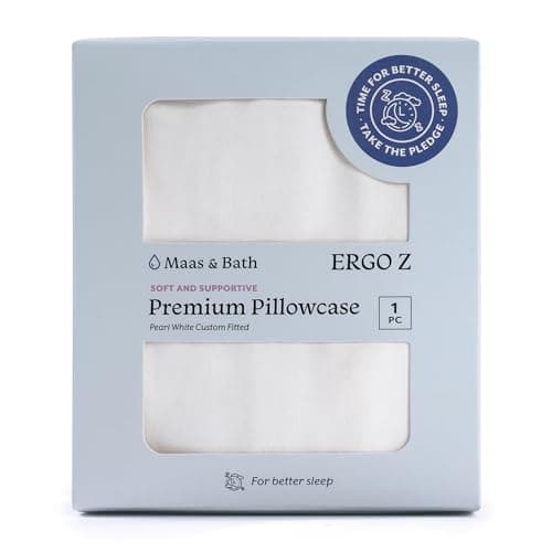 MAAS & BATH Ergo Z Pillowcase - Premium Breathable Pillow Case for Quality Sleep, Made with Machine Washable Non-Peeling Cotton Fabric, Easy-Open Hidden Zipper, Non-Toxic & Odorless