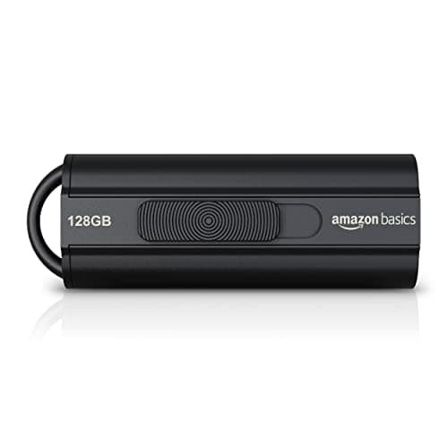 Amazon Basics 128 GB Ultra Fast USB 3.1 Flash Drive, Retractable, High-Speed Data Transfer Storage Device, Black