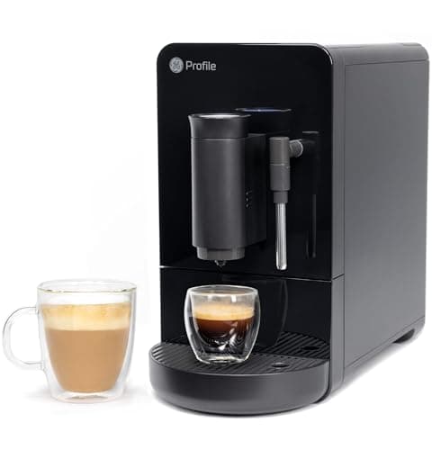 Profile GE Automatic Espresso Machine + Milk Frother | Brew in 90 Seconds | 20 Bar Pump Pressure for Balanced Extraction | Five Adjustable Grind Size Levels | WiFi Connected for Customization | Black
