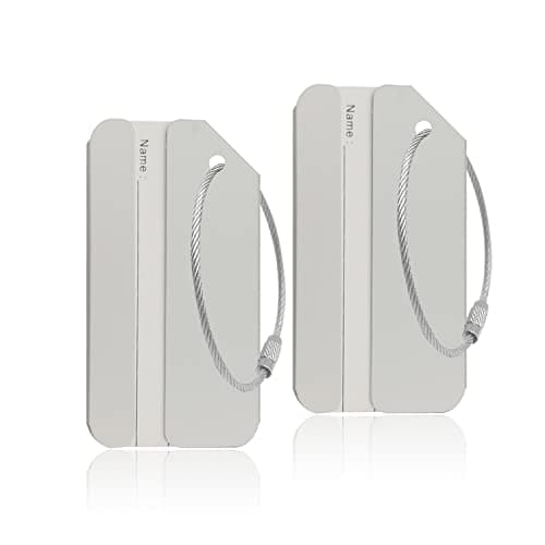 Aluminum Luggage Tags, Luggage Tag Holders for Travel Luggage Baggage Identifier by Ovener (2Pack Silver)