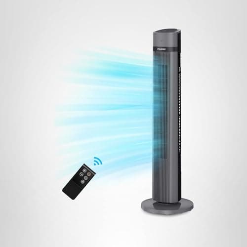 PELONIS 40-inch Bladeless Tower Fan for Bedroom, Standing Fan with Remote Control, 26ft/s, 90° Oscillation, 3 Speed Settings, 27 dB, 3 Modes, 15-Hour Timer, LED Display, Fan that Blows Cold Air, Black 11