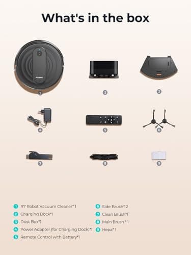 Airzeen Robot Vacuum - Robotic Vacuum Cleaner with Carpet Boost, 120Mins Max, Customized Cleaning, Vacuum Robot for Self-Charge, Remote/App/Alexa Control for Pet Hair/Hard Floor/Low-Pile Carpet, R7 7