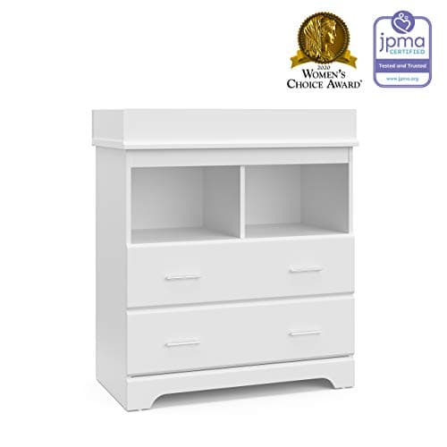 Storkcraft Brookside 2 Drawer Changing Table Dresser (White) – GREENGUARD Gold Certified Baby Dresser with Changing Table Top, Baby Changing Table Dresser, Includes Interlocking Drawer System 6