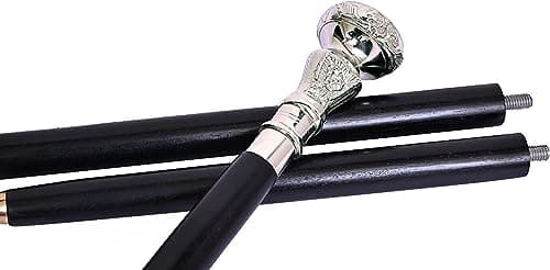 Vintage Walking Cane Wooden Walking Stick Silver Brass Handle knob Black Wood Stick - Victorian Cane - Fancy Cane for Men and Women 6