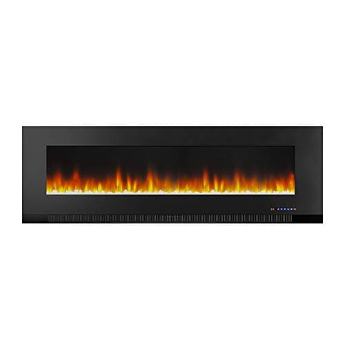 Amazon Basics Wall-Mounted Recessed Electric Fireplace - 60 inches, Black