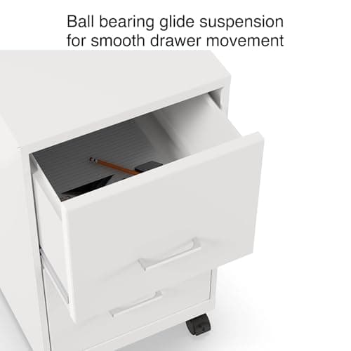 Staples 2-Drawer Vertical File Cabinet, Letter Size Documents, Lockable & Mobile, 18.9" D x 14.3" W x 26.3" H, White 6