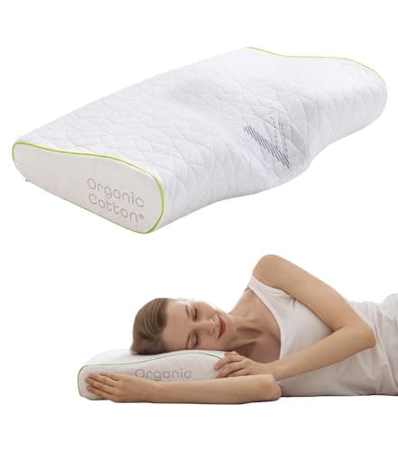 Vaverto Orthopedic Cervical Pillow for Side Sleeping- Adjustable Contour for Neck & Pain Relief, Ideal for Side, Back & Stomach Sleepers, Odorless Memory Foam, Organic Cotton Cover - Standard Size