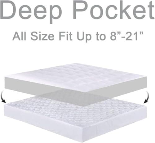 Mattress Topper King for Back Pain, Extra Thick Mattress Pad Cover, Plush Pillow Top, Deep Elastic Pocket, Grey 5