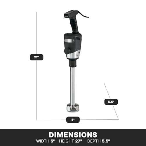 Waring Commerical WSB50 Big Stix Heavy Duty Immersion Blender, 12" Removable Shaft, 1 HP/700 Watt Variable Speed Motor, 120V, 5-15 Phase Plug,Black/Silver 5