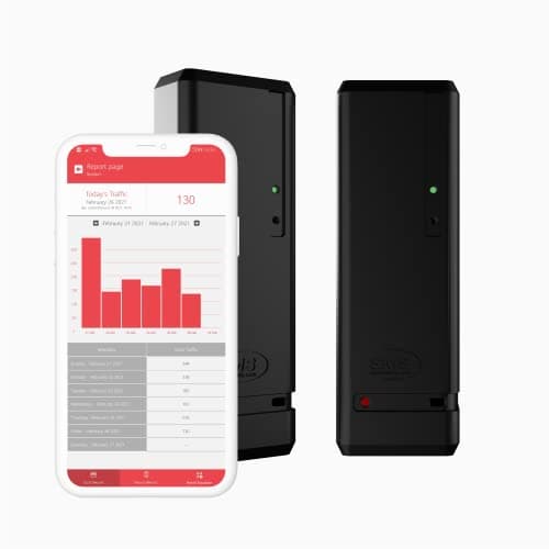 Pearl People Counter: Fully Wireless 2.4ghz Wi-Fi Visitor Counter/Patron Counter/Door Counter/Retail Customer Traffic Counter - in & Out Detection - Standard AA Batteries - iOS & Android App (Black)