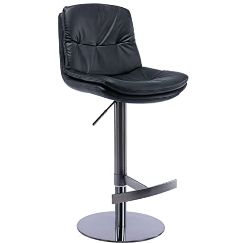 RAINMOOD Bar Stool,Stainless Steel Swivel Barstools,Faux Leather Double-Layer Upholstered Counter Height Bar Stool,Height Adjustable Armless Bar Chair with Back and Footrest for Kitchen Island