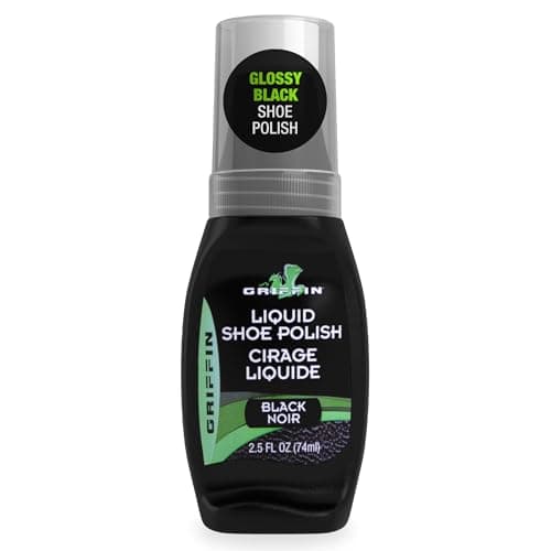 Griffin Black Liquid Shoe Polish – 2.5 Oz – Instant Shine & Protection for Leather Shoes, Boots, Accessories, Quick-Drying, No Buffing Needed, Easy Sponge Applicator for Smooth, Mess Free Application