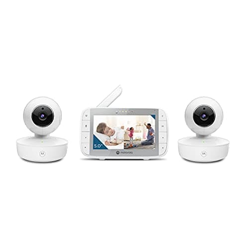 Motorola Nursery 2-Way Audio VM36XL Baby Monitor with 2 Cameras, 5" Color Screen, Cry Detection, Night Vision, Remote Tilt and Zoom, Temperature Monitoring, Rechargeable