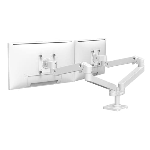 Ergotron – Upgraded LX Pro Premium Dual Monitor Arm, VESA Desk Mount – for 2 Monitors Up to 27 Inches, 4 to 20 lbs Each – White