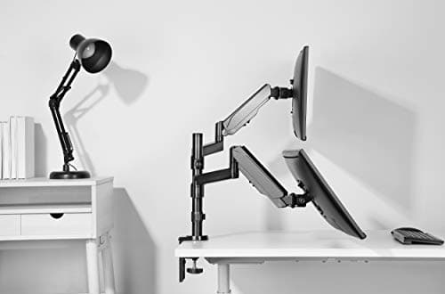 TechOrbits Triple/Double/Single Monitor Mount Stand - Computer Screen Desk Gas Spring Arm (Dual Monitor - Black) 5