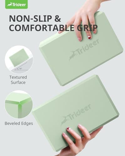 Trideer Yoga Block, Soft Non-Slip Surface Premium Foam Blocks, Supportive, Lightweight, Odorless, Yoga Accessories for Pilates Meditation General Fitness Stretching Toning (Mint Green-2 Pack) 6
