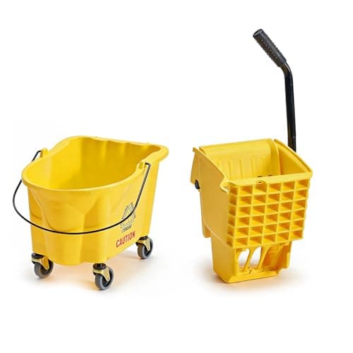 DUMOS 30-Quart Commercial Mop Bucket with Side-Press Wringer, Heavy-Duty Floor Cleaning System, Durable Wringer & Non-Marking Casters, Yellow 6