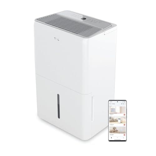 TCL 4,500 Sq. Ft. Smart Dehumidifier, Energy Star, 50 Pints Per Day, Moisture & Humidity Absorber for Bedroom, Bathroom, Basement & Other Rooms, Works with Alexa/Google Assistant