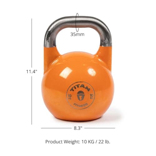 Titan Fitness 10 KG Competition Kettlebell, Single Piece Casting, KG Markings, Full Body Workout 6