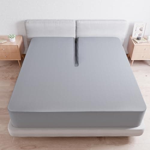 Split Top King Sheets Only, Head King Sheet for 34" Top Split from Head Adjustable Bed, Up to 18" Deep Pocket, Half Split Bed Mattress Sheets, Gray 6