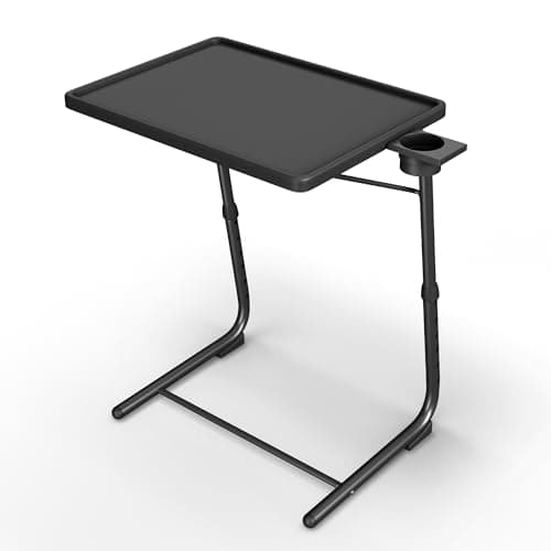 Our Modern Space Adjustable TV Tray Table - 6 Height & 3 Tilt Angle Settings | Multifunctional Foldable Tray Table for Eating Laptop Dinner or Bed Use | Easy to Assemble & Store | Portable Desk