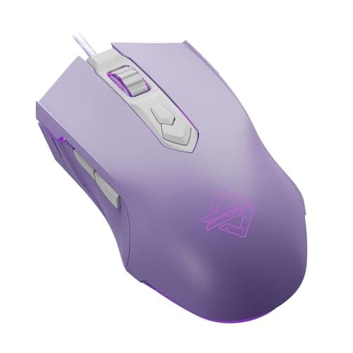 Lomiluskr AJ52 RGB Wired Gaming Mouse, 7 Programmable Buttons, Computer Mice with RGB Lighting, 200-4800 DPI Adjustable, for Windows/Mac OS/Linux (Purple)