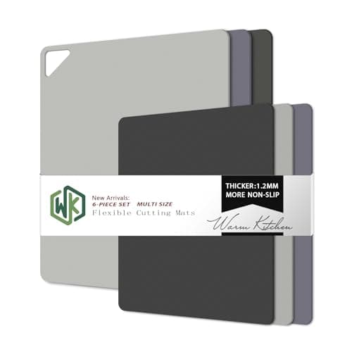 WK Flexible Plastic Cutting Boards for Kitchen Set of 6, Non Slip Cutting Board Mats with Hole, Cutting Boards for Meat, BPA Free, Dishwasher Safe, Multi Size