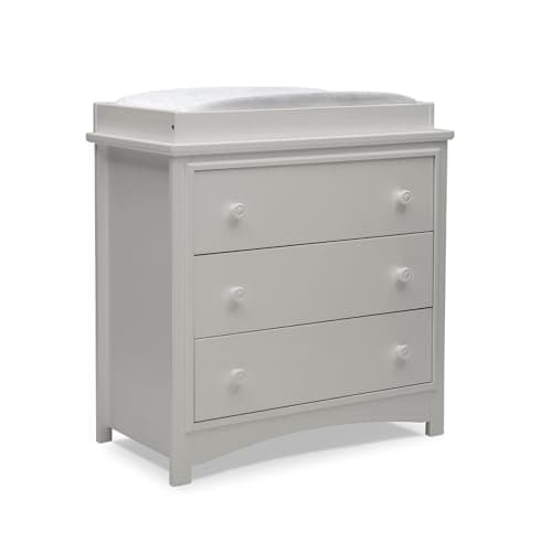 Delta Children Perry 3 Drawer Dresser with Changing Top and Interlocking Drawers, Moonstruck Grey 9
