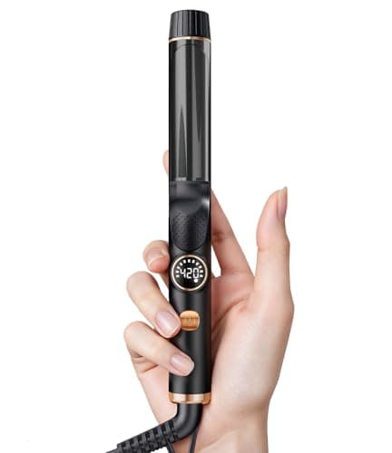 1 Inch Mini Travel Curling Iron, 100-240V Travel Dual Voltage Curling Iron for Short Hair with 5 Heat Settings, Small Curling Wand with Temperature Memories and Lock, Rose Gold