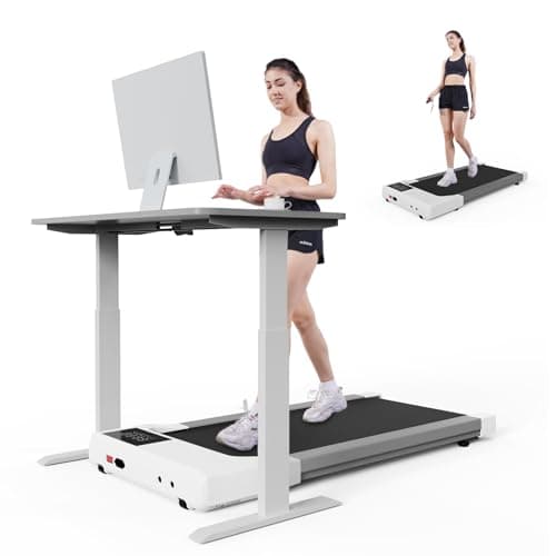 MJWW Walking Pad Treadmill, Under Desk Treadmill for Home Office, Small Portable Walking Treadmill 265 lbs Capacity, 2 in 1 Small Space Desk Treadmill with APP, Remote Control, Black-45''L