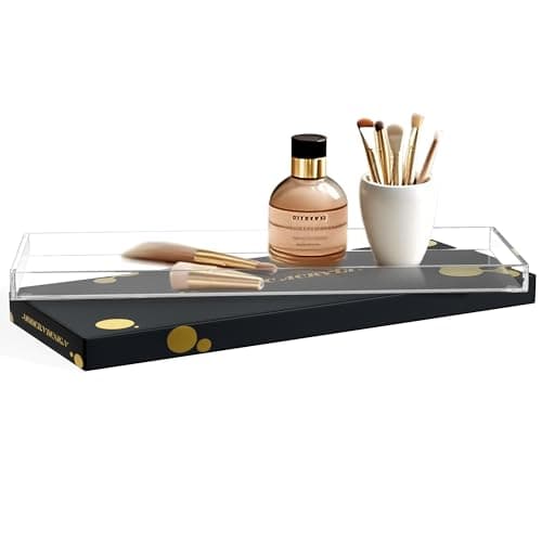 CLASSIC ACRYLIC Vanity Tray with Gift Box - Acrylic Makeup Organizer for Jewelry Tray, Perfume Tray & Drawer Organizer. Strong & Durable Small Vanity Clear Organizer for Bathroom, Office & Home Decor.