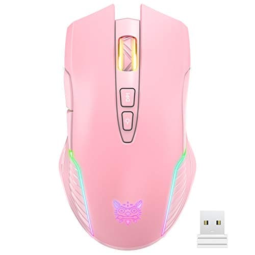 SIMGAL RGB Wireless Gaming Mouse, Pink, Rechargeable, Ergonomic Design, Adjustable DPI, Compatible with Windows, Mac