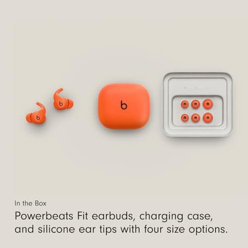 Beats Powerbeats Fit - Wireless Noise Cancelling Workout Earbuds with Secure-Fit Wingtips, Up to 30-Hour Battery Life, Sweat & Water Resistant, Apple & Android Compatible - Spark Orange 8