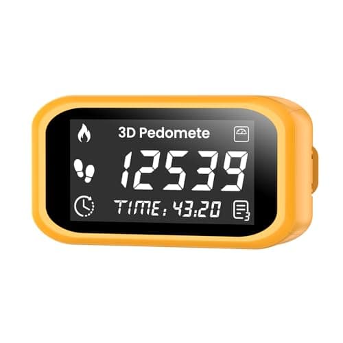 3D Pedometer for Walking, Simple Step Counter with Large Digital Display, Accurate Step Tracker with Lanyard,Clip on Pedometer for Men Women Kids Adults Seniors-Orange