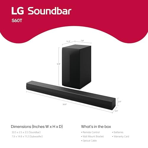 LG S60T 3.1 ch. Soundbar with Wireless Subwoofer, Dolby Audio, TV Synergy, Wow Interface, AI Sound Pro (2024 Model) 6