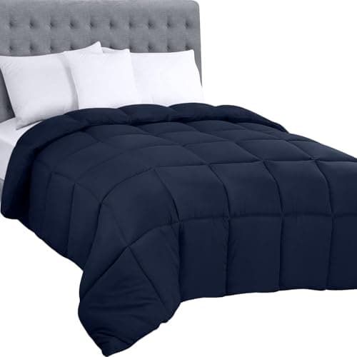Utopia Bedding Comforters Twin Size, All Season Duvet Insert, Down Alternative Box Stitched Bed Comforter with Corner Tabs, Machine Washable (Navy)